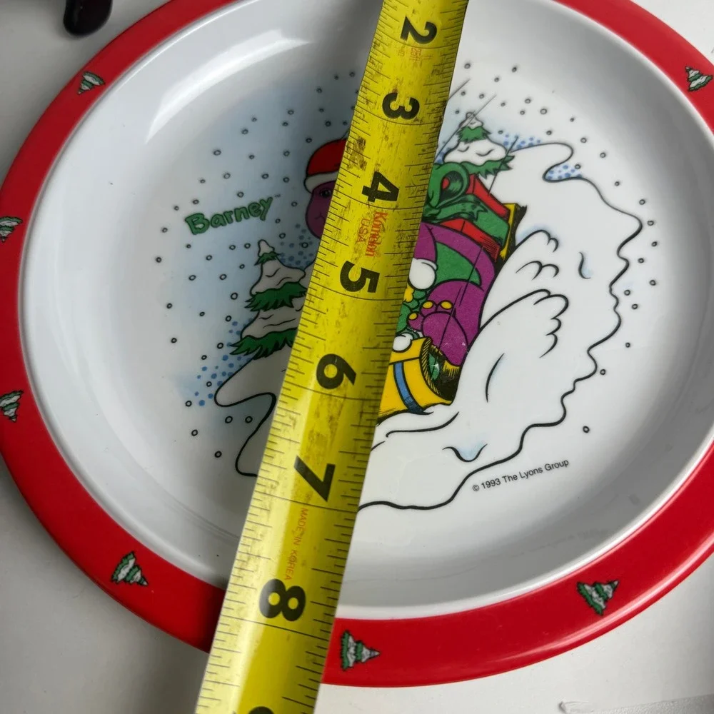 Vintage 1993‎ Barney Christmas Melamine Plate and Bowls Set Selandia 3 Piece